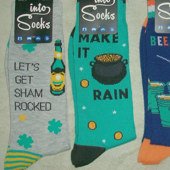 4 Pair St. Paddys Day Beer Pong Make It Rain Irish Theme Novelty Socks - Picture 2 of 6